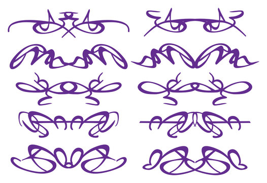Purple Squiggle Page Dividers Vector Set