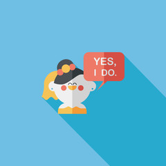 wedding yes i do words from bride flat icon with long shadow,eps
