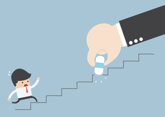 Business rival concept, Businessman hand holding eraser deleting