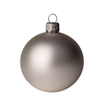 Christmas, New year silver ball isolated on white background.