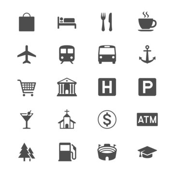 Map and location flat icons