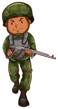 A brave soldier holding a gun
