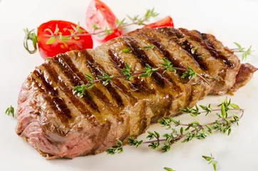 Zelfklevend Fotobehang Steakhouse Beef steak with  herbs