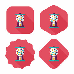 Gum ball Machine flat icon with long shadow,eps10