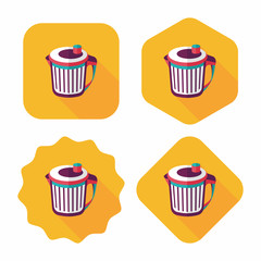 kitchenware garbage can flat icon with long shadow,eps10
