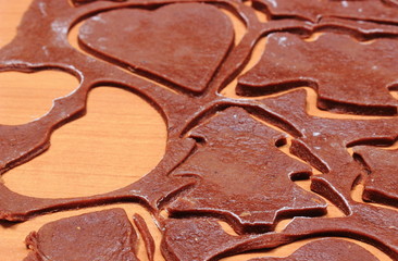 Dough for gingerbread in shape of christmas tree
