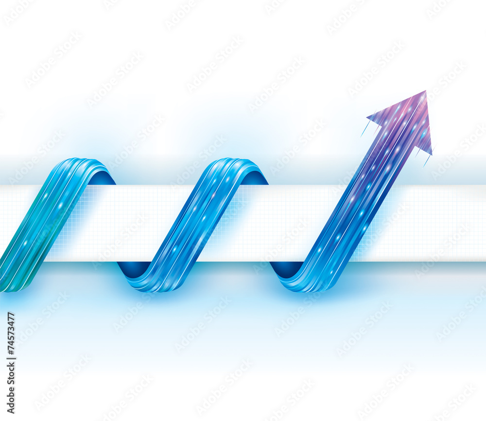 Poster Abstract tech background with curved arrow guide.