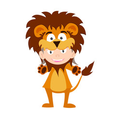 Fototapeta premium illustration of baby in a lion fancy dress costume vector
