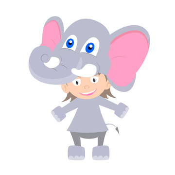 Illustration Of Baby In A Elephant Fancy Dress Costume Vector