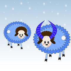 Nice sheep on the winter background