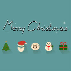 Collection of funny christmas icons on background