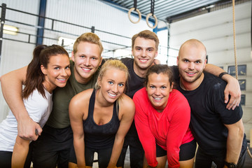 Happy People Standing Together At Cross Training Box