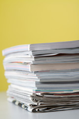 Stack of newspapers and magazines