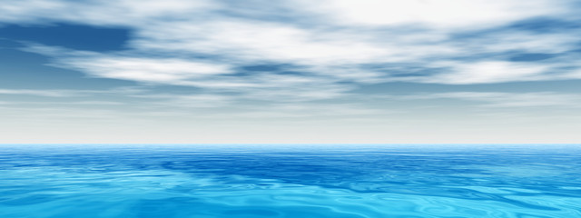 Fototapeta na wymiar Blue sea or ocean water with sky banner