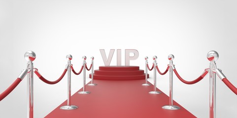 Silver chrome VIP text on red carpet VIP way