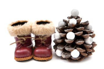 sapin de Noël bottes de papa Noël