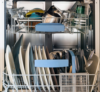 dishwasher with dirty dishes