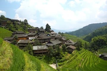 Deurstickers Longji-rijstvelden, Dragon Hill. Ping& 39 an, China © javigarlu