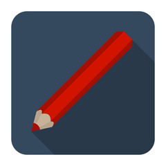 icon pencil, long shadow, flat design