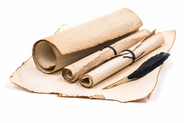 Antikes Briefpapier mit Federkiel