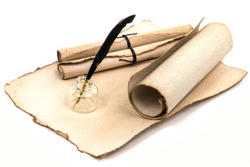 Altes Briefpapier mit Schreibfeder