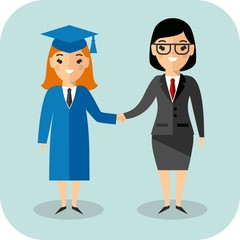 Obraz premium Illustration of graduate and teacher