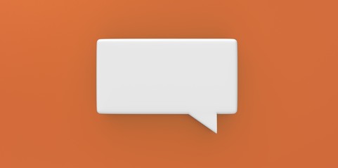 3D white Empty speech bubble on a background orange