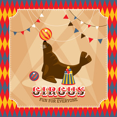 Vintage circus card with eared seal