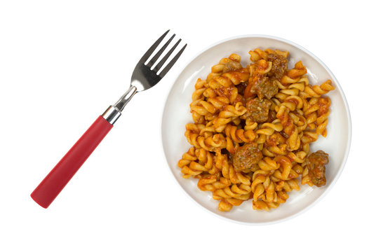 TV Pasta Dinner On Plate With Fork