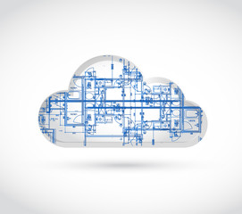 cloud computing blueprint illustration