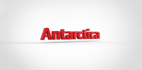 3D red Antarctica Word Text on white background