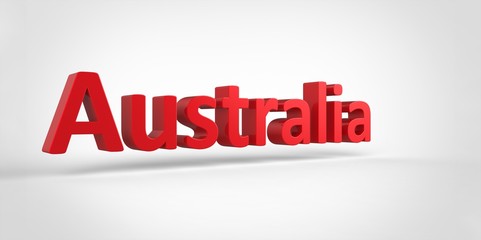 3D red  Australia Word Text on white background