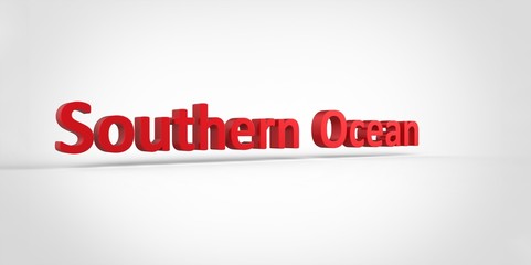 3D red Southern Ocean Word Text on white background