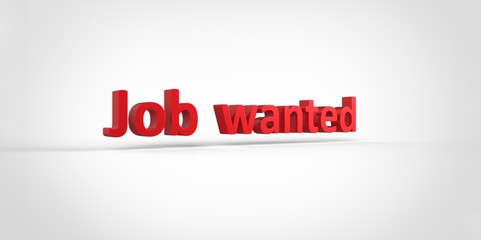 Job wanted 3D red text Illustration word Render