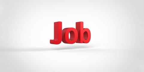Job 3D red text Illustration word Render