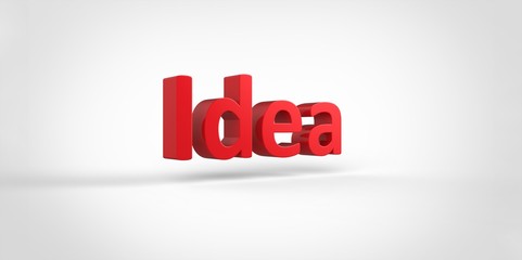 Idea 3D red text Illustration word Render