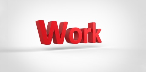 Work 3D red text Illustration word Render