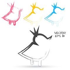 Vector sketch style of twitter bird icons.