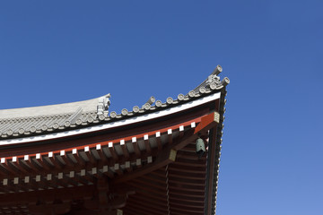 Fototapeta na wymiar Corner of Rooftop Japanese Temple