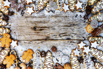 Christmas baking and christmas spices, copy space