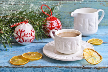 White Cup of hot drink brown color