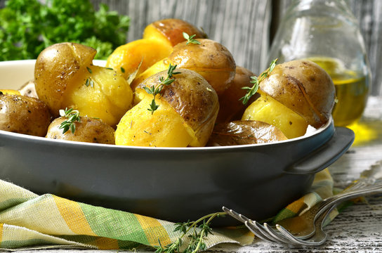 Fried potato ''Mushrooms" with thyme.