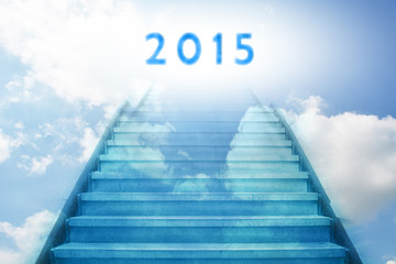 stairway going up to the new year 2015