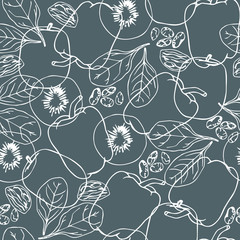 Seamless green pattern with contour vegetables