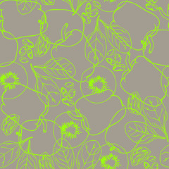 Seamless green pattern with contour vegetables