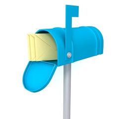 Blue mailbox with envelopes