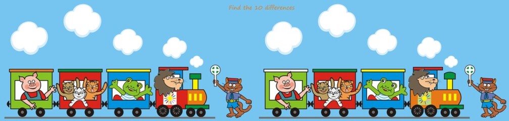 Obraz na płótnie Canvas Train, find the ten differences