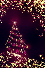 Bright christmas background with firtree and stars