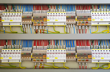 Electrical terminals and wires closeup