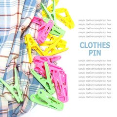 Colorful clothes pin isolated on white background